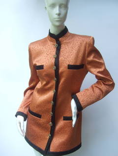Emanuel Ungaro Parallele Paris Peach Satin Jacket US Size 8
