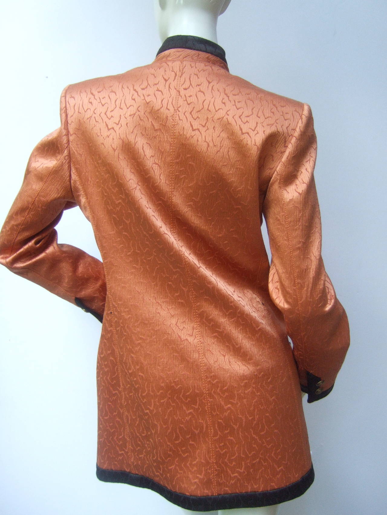 Women's Emanuel Ungaro Parallele Paris Peach Satin Jacket US Size 8 For Sale