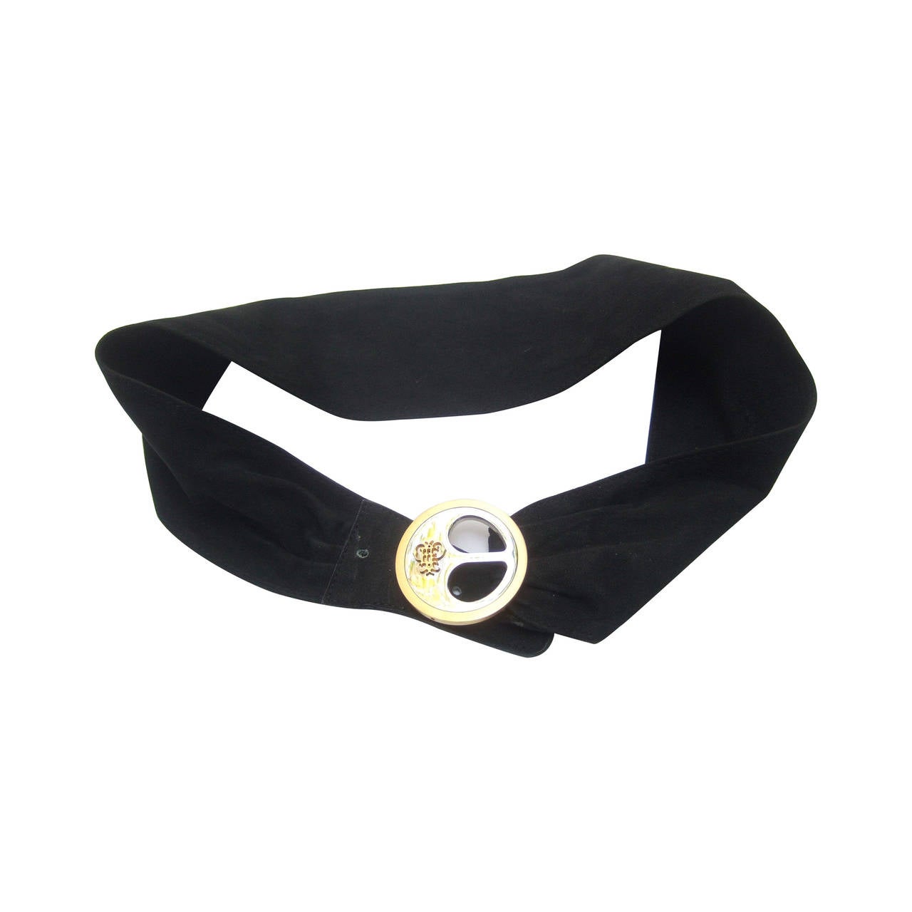 Emilio Pucci Black Suede Strap Belt Made in Italy c 1970s