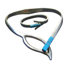Sleek Sterling Artisan Turquoise Choker Bracelet Set