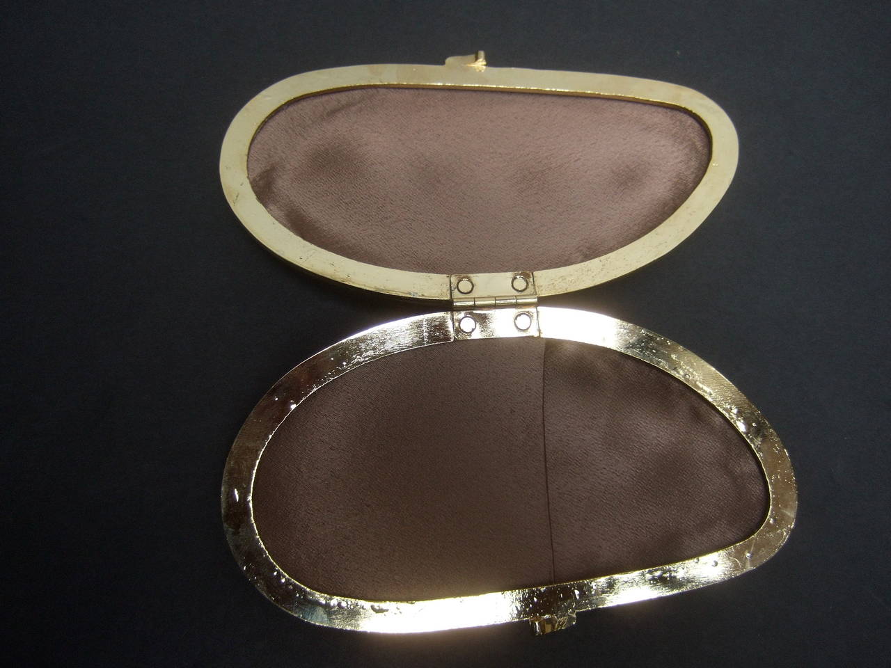 Women's Opulent Mother Of Pearl Gilt Trim Shell Clutch Bag c 1980s