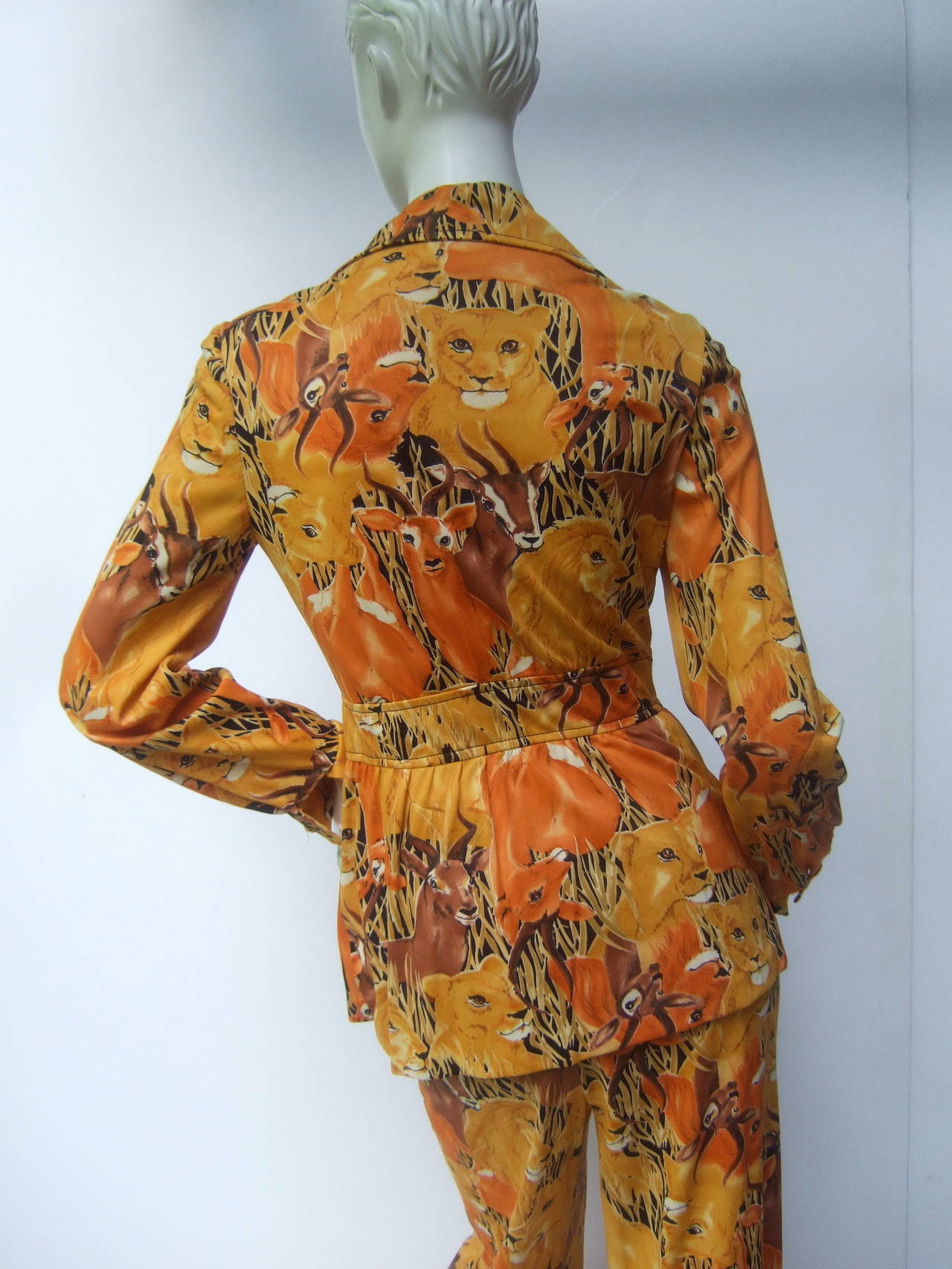 1970s Mod Animal Jungle Print Trouser Suit 1