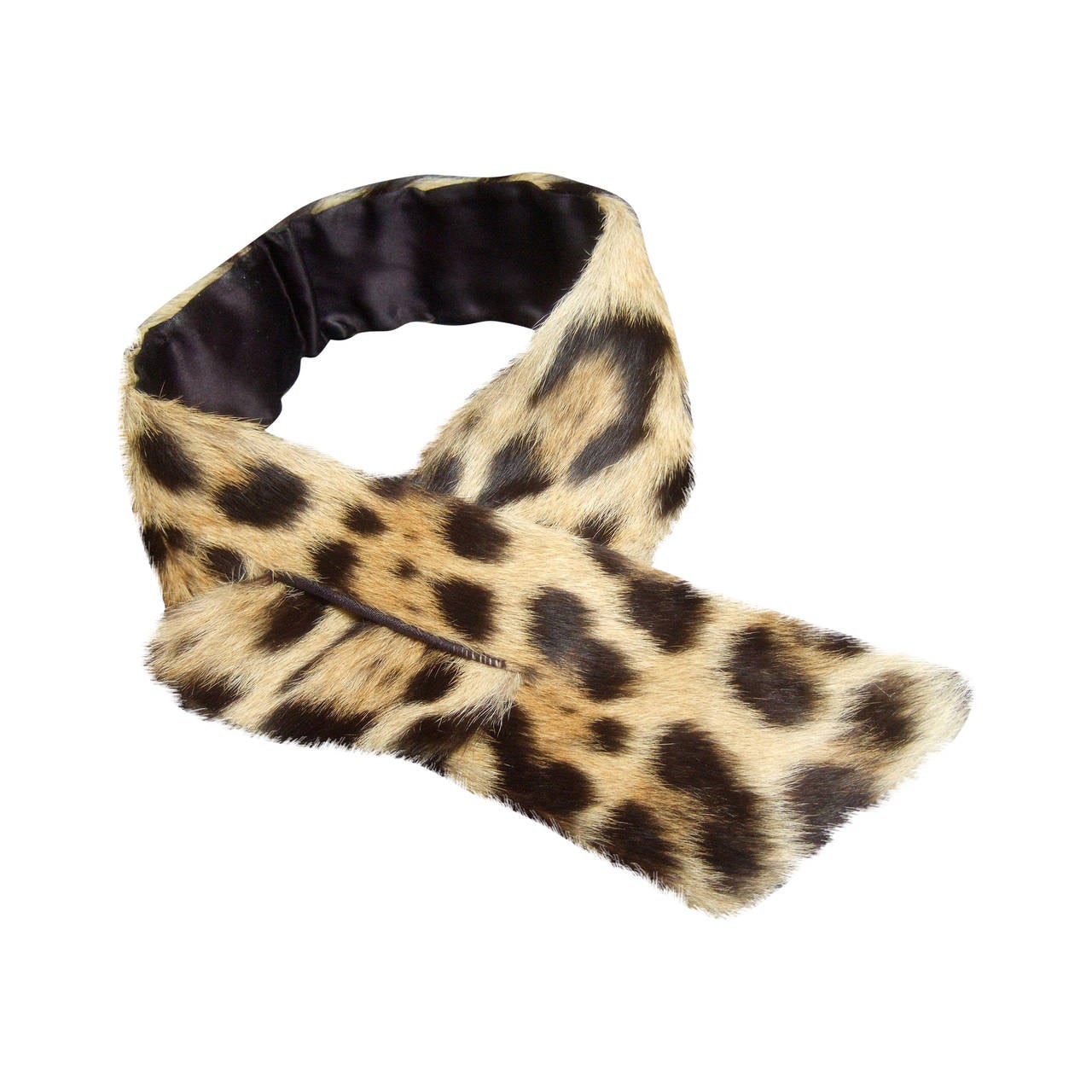 1950s Chic Leopard Print Fur Scarf Collar
