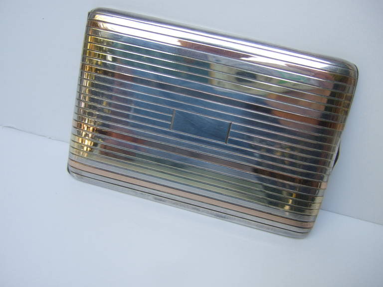 SAKS FIFTH AVENUE Sterling & Gold Cigarette Case In Excellent Condition In University City, MO