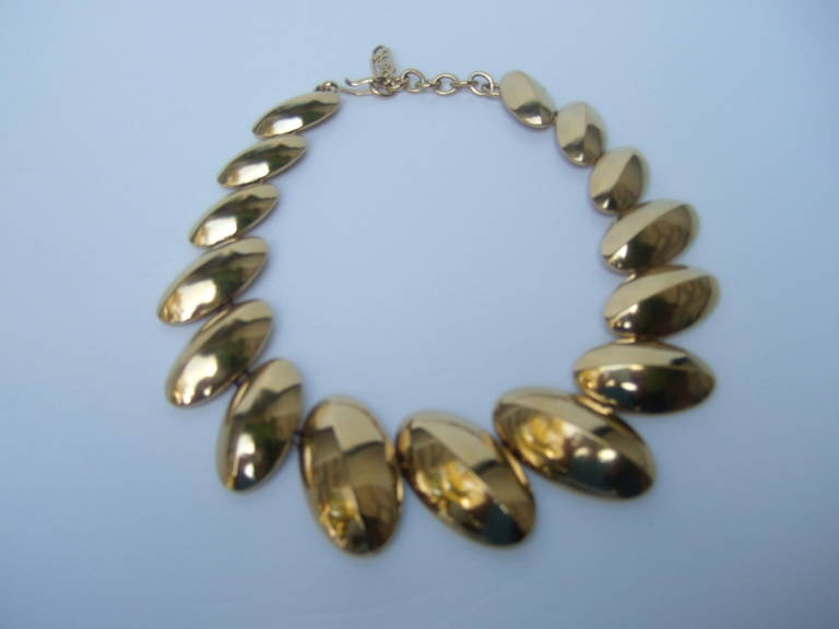 Yves Saint Laurent Gilt Disc Necklace c 1980 In Excellent Condition In University City, MO