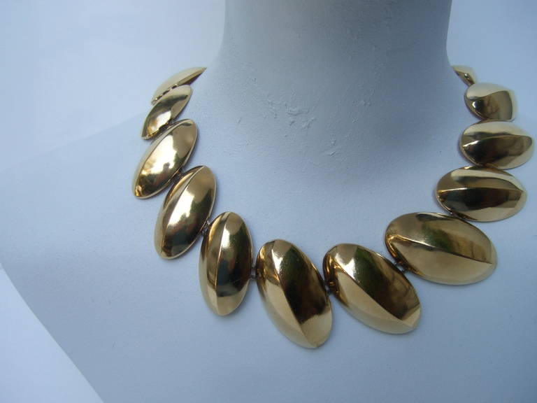 Yves Saint Laurent Gilt Disc Necklace c 1980 1