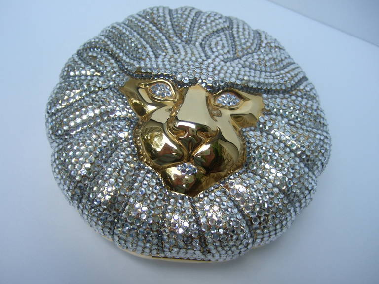 Women's NINA RICCI Paris Opulent Jeweled Crystal Lion Evening Bag c 1980