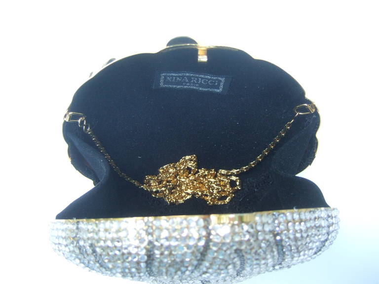 NINA RICCI Paris Opulent Jeweled Crystal Lion Evening Bag c 1980 2