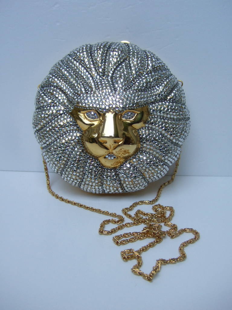 NINA RICCI Paris Opulent Jeweled Crystal Lion Evening Bag c 1980 In Excellent Condition In University City, MO
