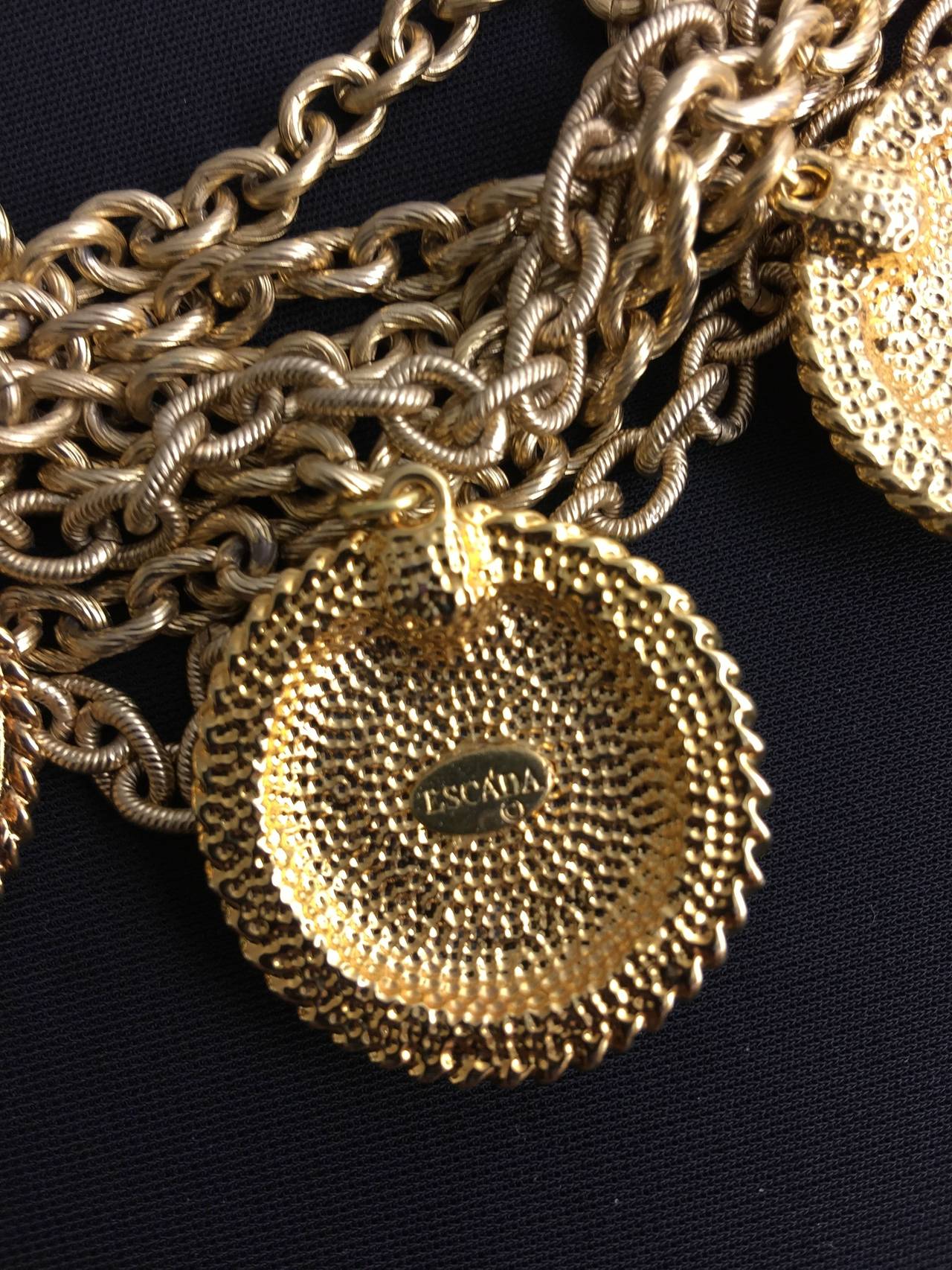 Vintage Equestrian Escada Charm Necklace.  Super Chunky. In Excellent Condition In University City, MO