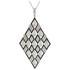 Onyx Diamond Platinum Pendant 8