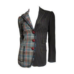 Moschino 1/2 Plaid & 1/2 Striped Jacket