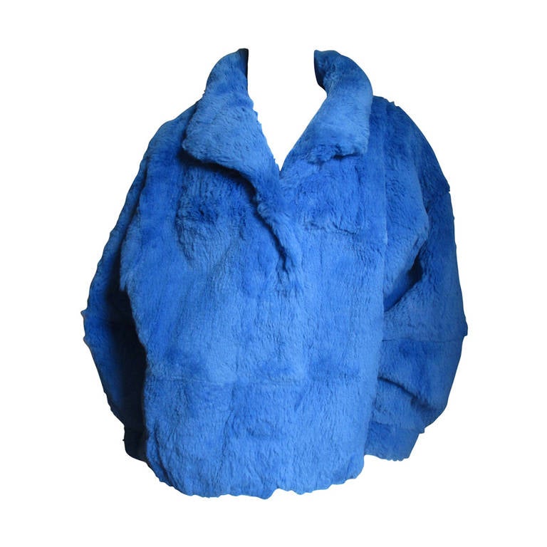 Electric Blue Fur Jacket