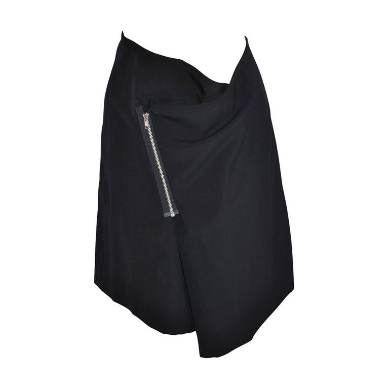 Comme des Garcons Deconstructed Dark Navy Wool Skirt For Sale