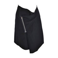 Retro Comme des Garcons Deconstructed Dark Navy Wool Skirt