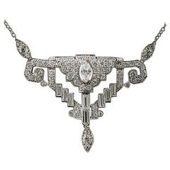 Art Deco Style Diamond Platinum Necklace