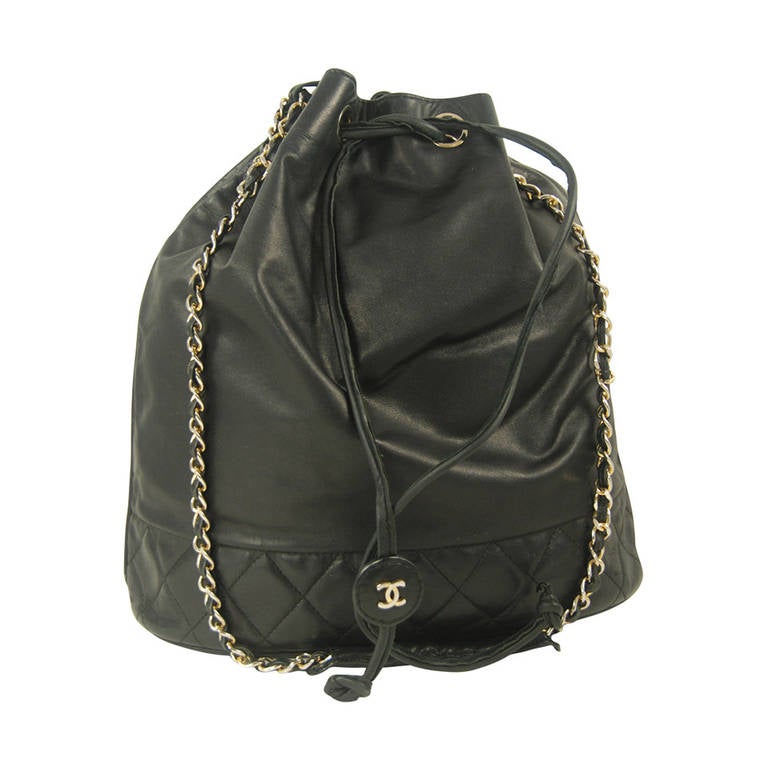 Vintage Chanel Lambskin Bucket Bag at 1stDibs