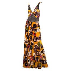 Missoni Silk velvet Pansy Print Crystal Waist Embellishment Dress 1930s Style 10