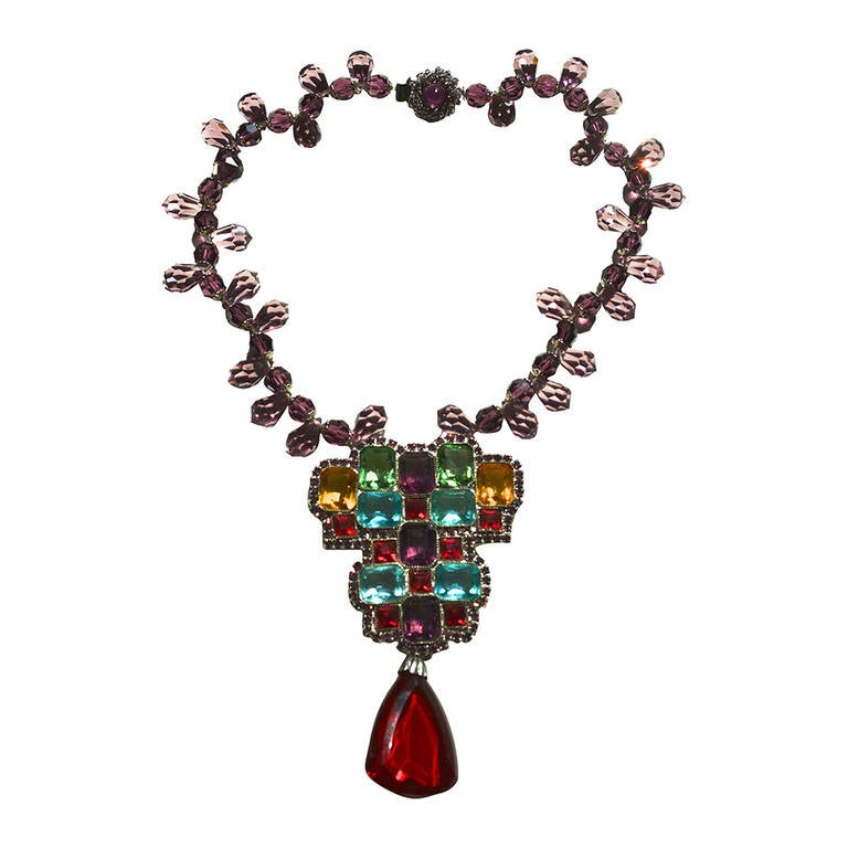 William De Lillo Jewel Toned Necklace at 1stDibs