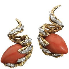 Sterle Coral Diamond Gold Earrings