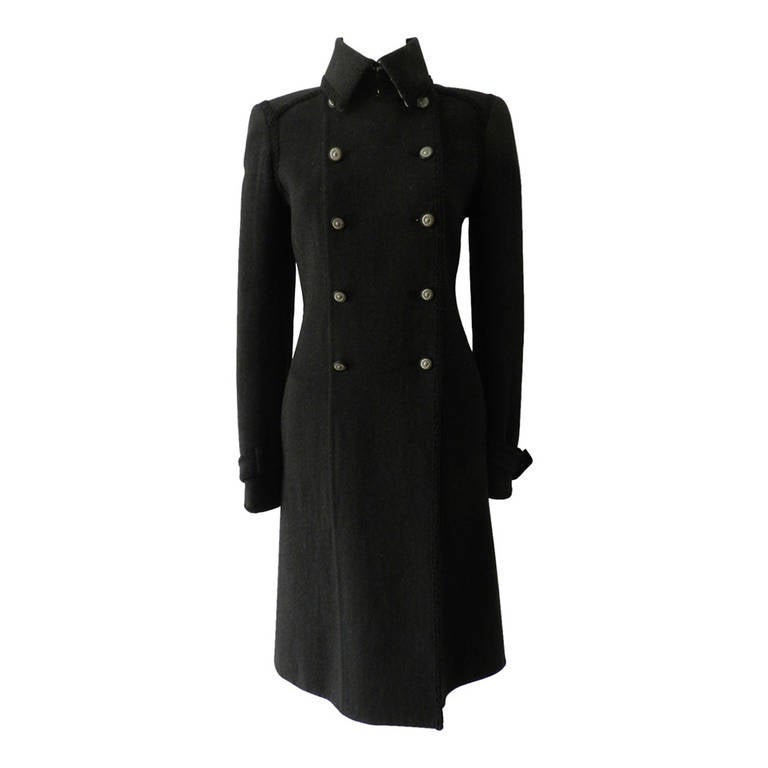Chanel Black Coat with Houndstooth Interior at 1stDibs