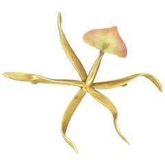 Angela Cummings Enamel Gold Calla Lily Brooch Pin