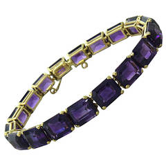 Mid Century Amethyst Gold Bracelet