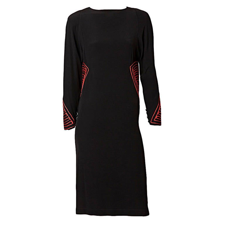 Karl Lagerfeld For Chloe Crepe  Dress With Soutache Detail
