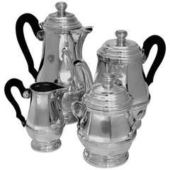 Antique Tetard Fabulous French All Sterling Silver Tea and Coffee Service 4 Pieces