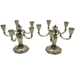 C. C. Hermann Pair of Danish Design Sterling Silver Candelabra