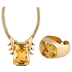 Vintage Joan Crawford Citrine Necklace and Bracelet Suite