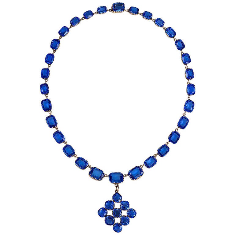 Late Georgian Blue Paste Riviere Necklace with Pendant