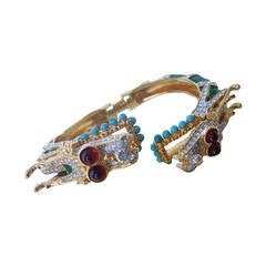 Vintage KEN LANE Exotic Jeweled Enamel Dragon Bracelet