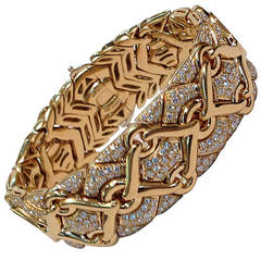 Vintage Bulgari Diamond Gold Flexible Trika Bracelet