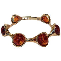 Cabochon Amber Gold Flexible Mod Link Bracelet