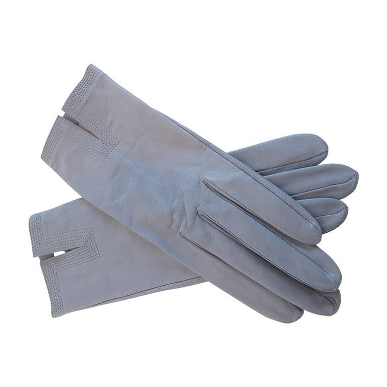 Yves St. Laurent Rive Gauche Silver, Blue-Grey Gloves For Sale