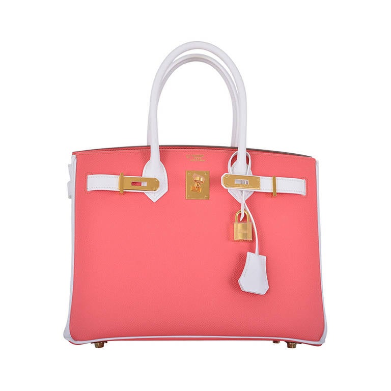 ONE & ONLY HERMES BIRKIN BAG HSS 3Ocm FLAMINGO WHITE GOLD HARDWARE