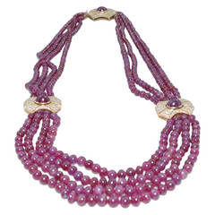 Gorgeous Multi Strand Ruby Necklace