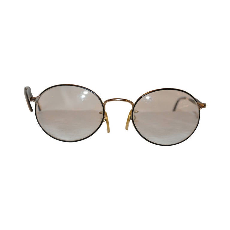 Ralph Lauren Black with Gold Hardware Round Rimed Glasses For Sale at  1stDibs