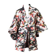 Veste kimono vintage japonaise à imprimé aquarelle multicolore vintage