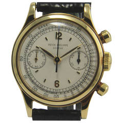 Retro Patek Philippe Yellow Gold Chronograph Wristwatch Ref 1463 circa 1955