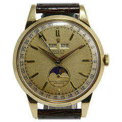 Vintage Rolex Yellow Gold Triple Calendar Moonphase "Padellone" Wristwatch Ref 8171