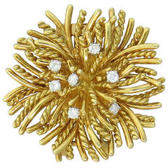 Tiffany & Co. Diamond Gold Anemone Brooch