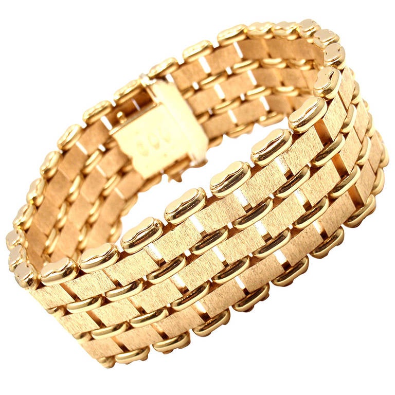 Cartier Wide Link Yellow Gold Bracelet at 1stDibs wide link bracelet