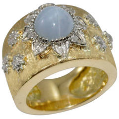 Star Sapphire Diamond Gold Ring