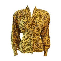 Gianni Versace Mustard Yellow Blouse with Plunge Neckline Size 38