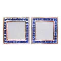 Mother-of-Pearl Sapphire White Gold Cufflinks