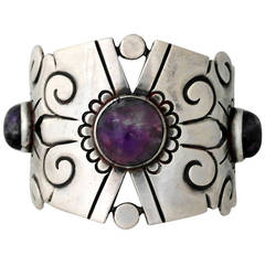 William Spratling Amethyst Sterling Silver Cuff Bracelet