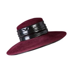 Vintage 1970's Halston Hat with Patent Leather trim