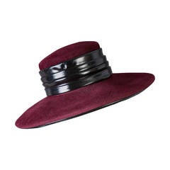 Vintage 1970's Halston Hat with Patent Leather trim 7